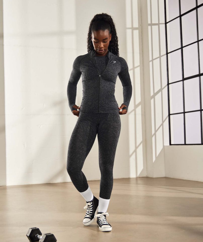 Women's Gymshark Adapt Animal Zip Through Jackets Black | CA D835A0